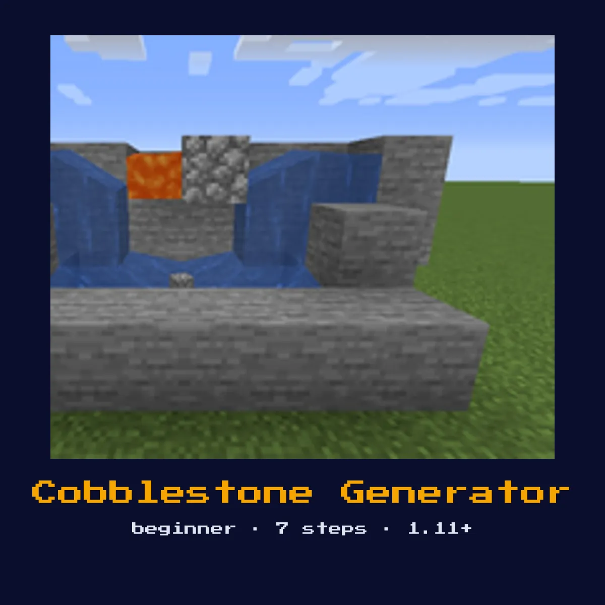 Cobblestone Generator built in Minecraft redstone, 3W x 5L x 2H