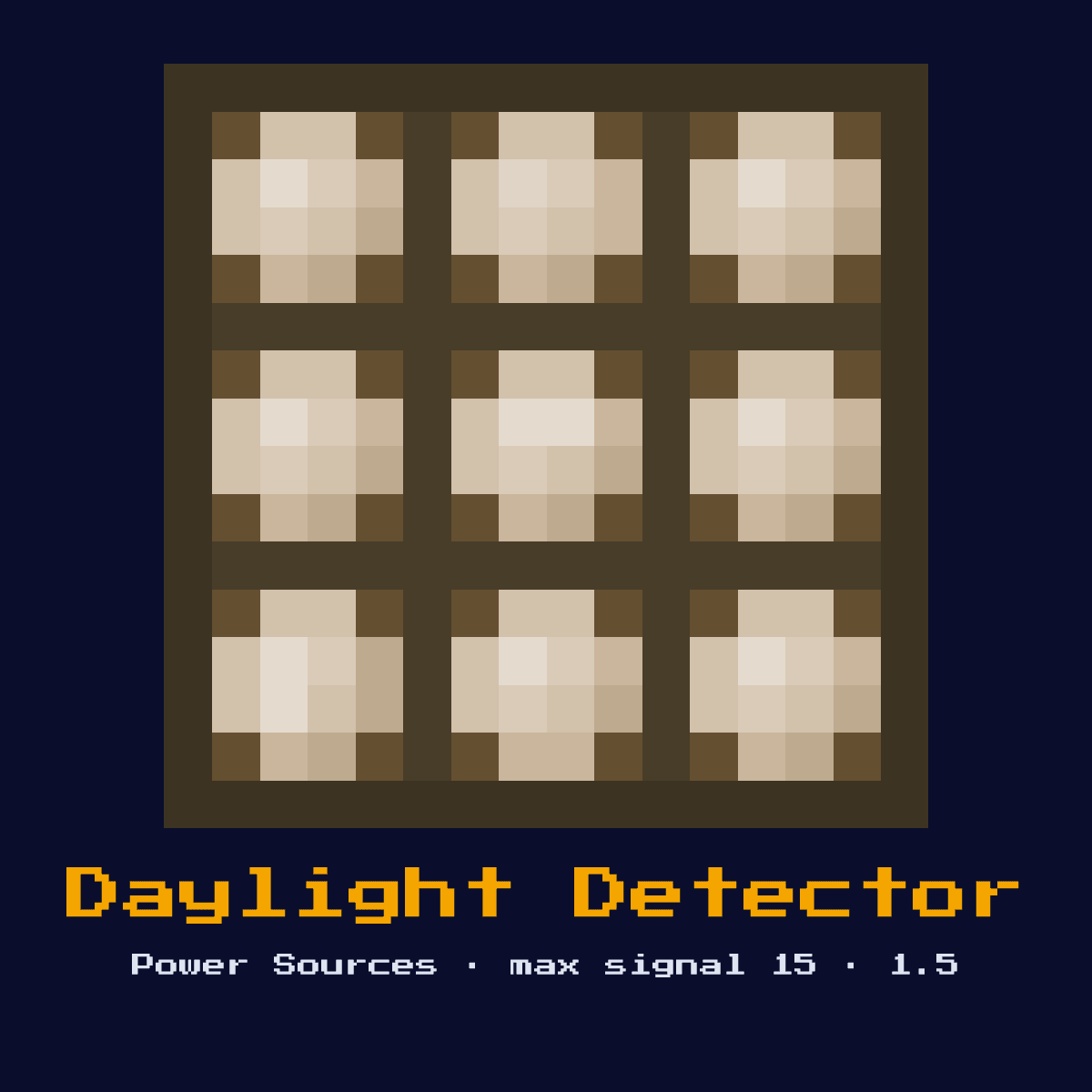 Daylight Detector, a Minecraft redstone component, added in 1.5
