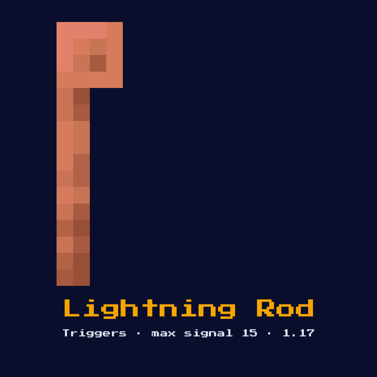Lightning Rod, a Minecraft redstone component, added in 1.17