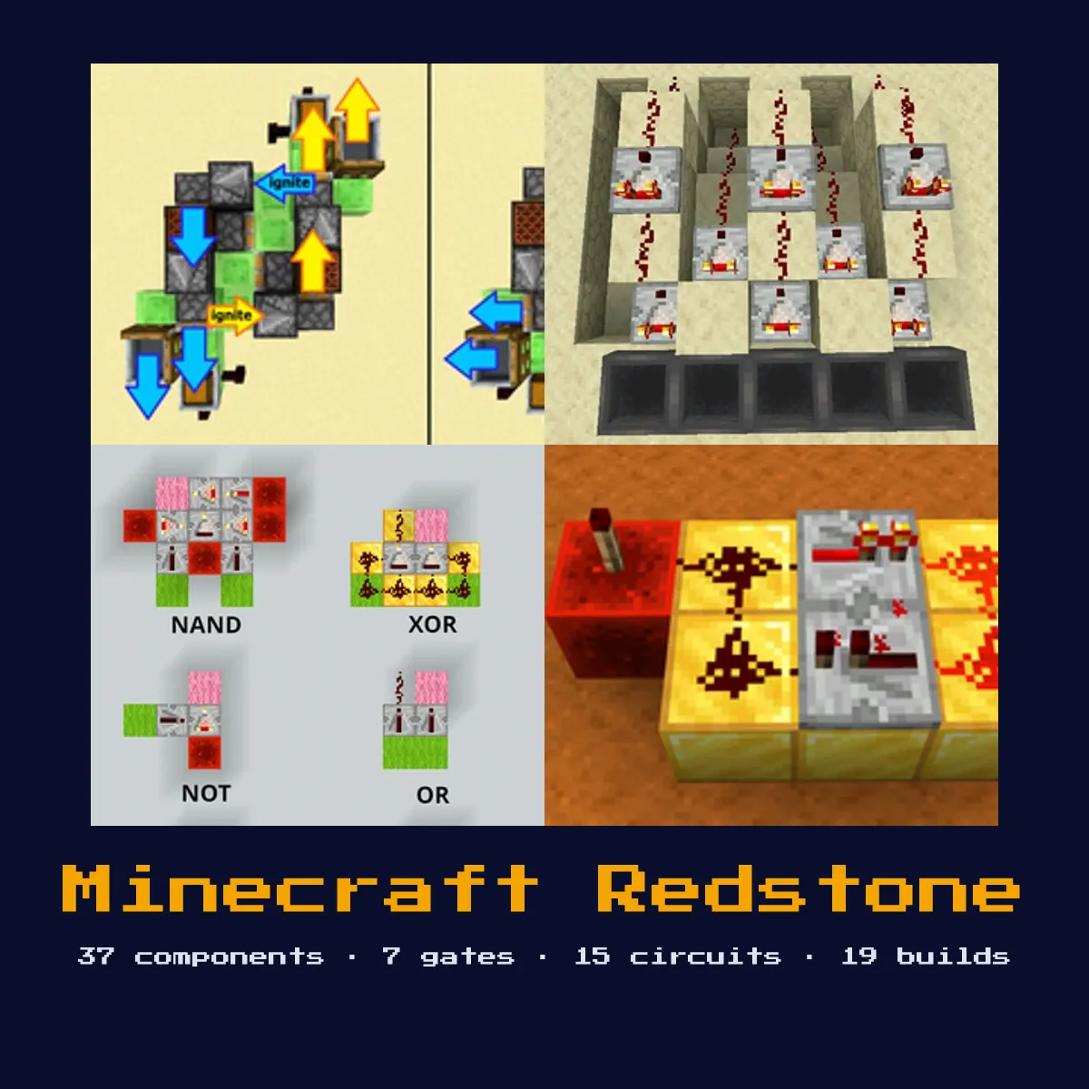 A Minecraft redstone circuit of repeaters, comparators and dust