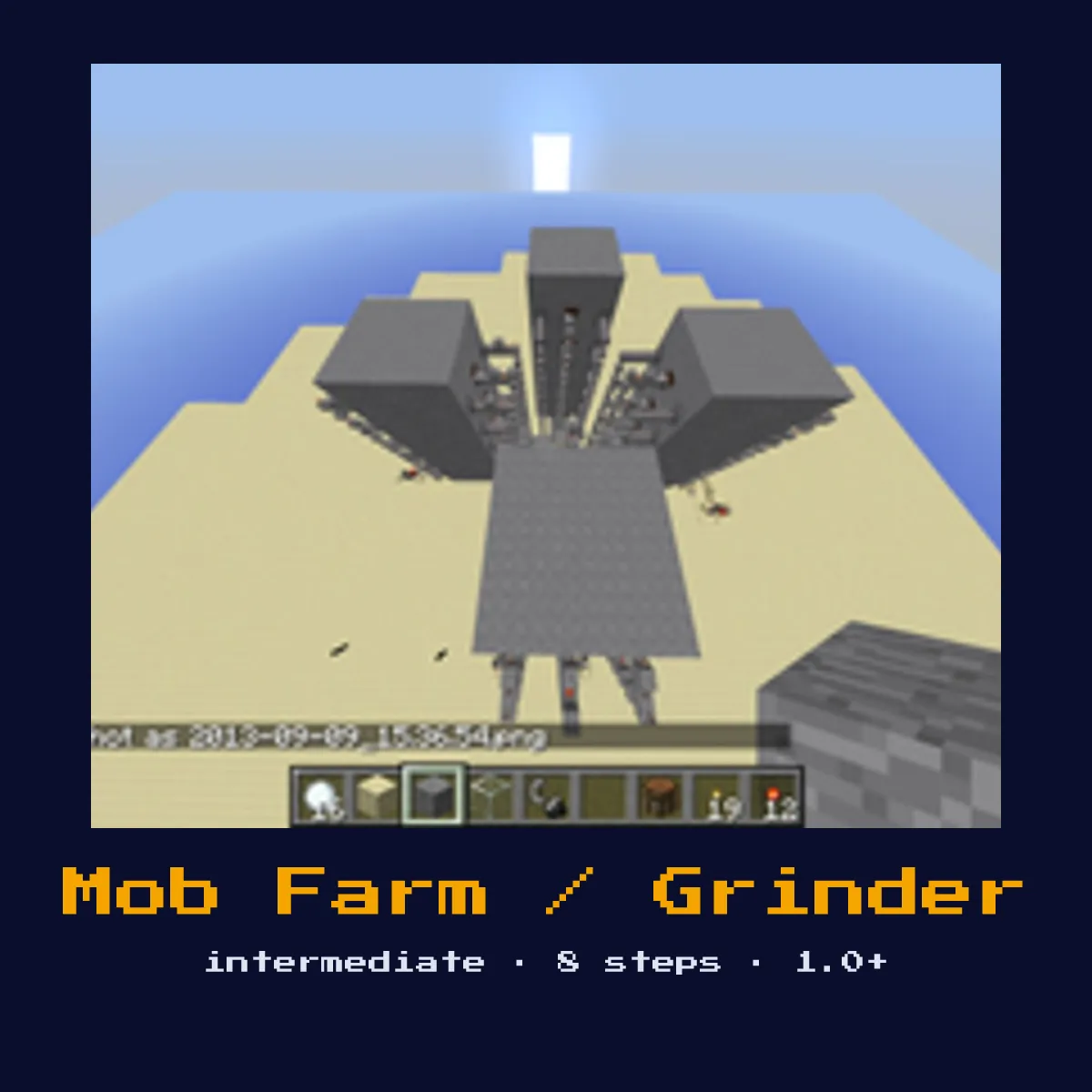 Mob Farm / Grinder built in Minecraft redstone, 20W x 20L x 30H minimum