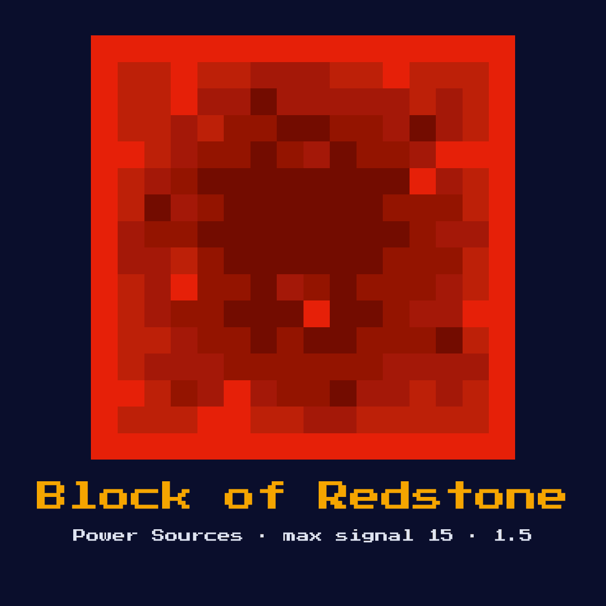 Block of Redstone, a Minecraft redstone component, added in 1.5