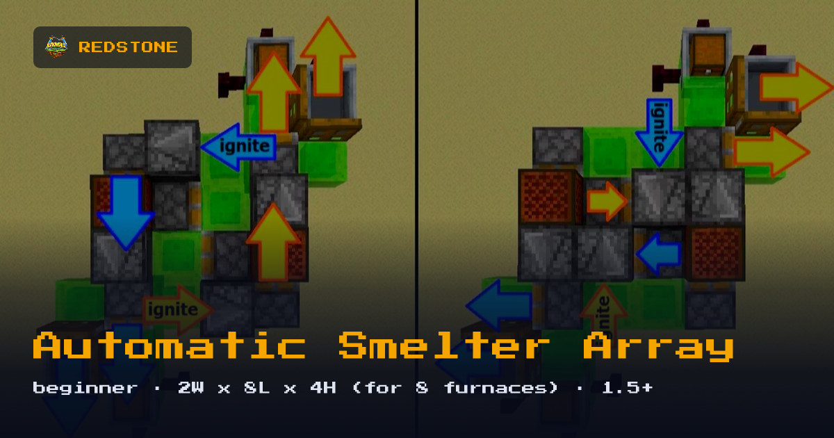 Automatic Smelter Array built in Minecraft redstone