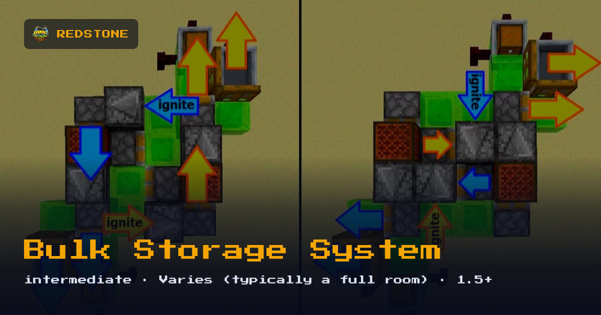 Bulk Storage System built in Minecraft redstone