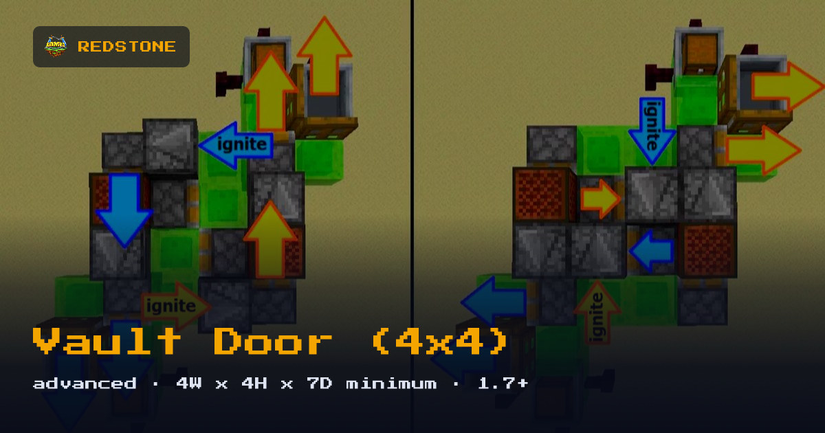 Vault Door (4x4) built in Minecraft redstone